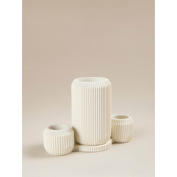 Natural Ribbed Toothbrush Holder & Tumbler Set