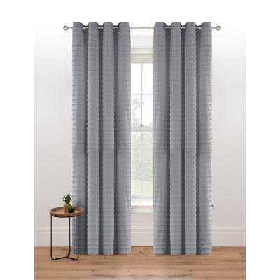 Grey Linear Tuft Eyelet Curtains
