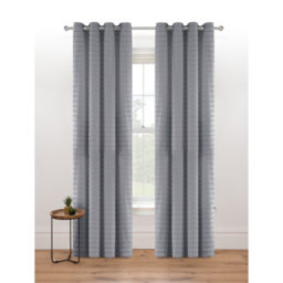 Grey Linear Tuft Eyelet Curtains