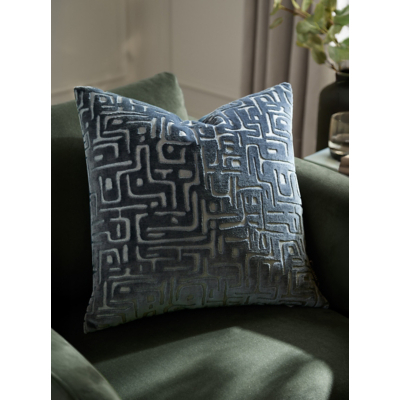 HOEM Blue Soren Cut Velvet Filled Cushion