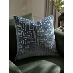 HOEM Blue Soren Cut Velvet Filled Cushion