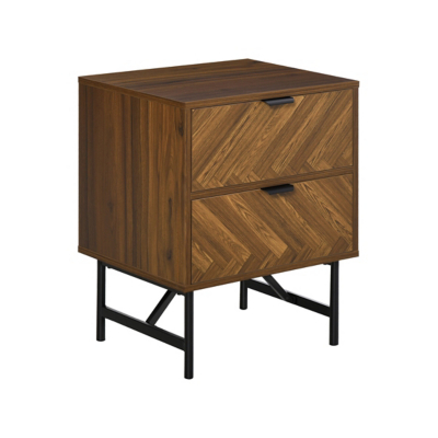 HOMCOM Walnut Brown 2 Drawer Bedside Table