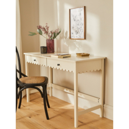 Cream Scallop Desk With 2 Drawers