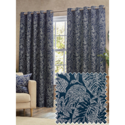 Wylder Nature Midnight Blue Bali Botanical Jacquard Eyelet Curtains