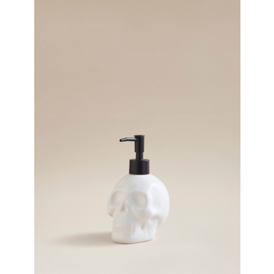 White & Black Skull-Shaped Soap Dispenser