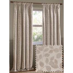 Wylder Natural Grace Leaf Jacquard Lined Pencil Pleat Curtains
