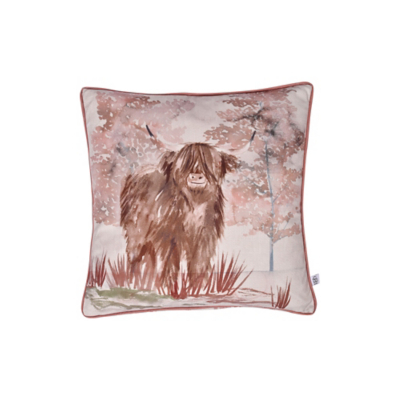 D & D Hanson Terracotta Highland Cow Cushion