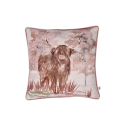 D & D Hanson Terracotta Highland Cow Cushion