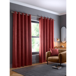 Fusion Terracotta Strata Eyelet Curtains