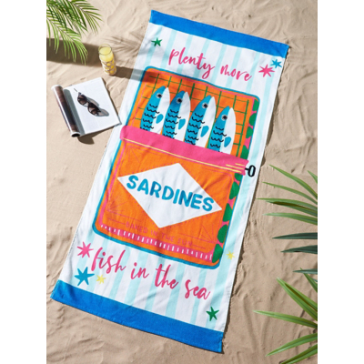 Catherine Lansfield Sardines Cotton Beach Towel