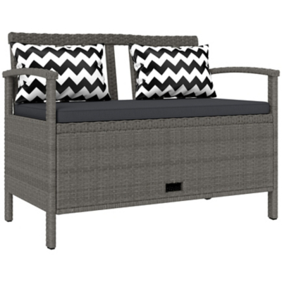 Outsunny 160L Grey Rattan Garden Storage Bench