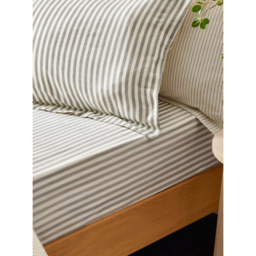 Hebden Grey Striped 100% Cotton Fitted Sheet