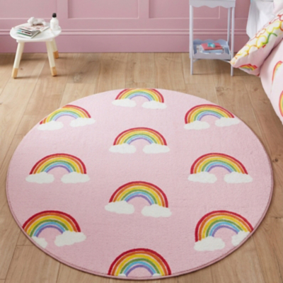 Catherine Lansfield Kids Rug Rainbow Hearts 133x133cm