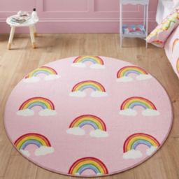 Catherine Lansfield Kids Rug Rainbow Hearts 133x133cm