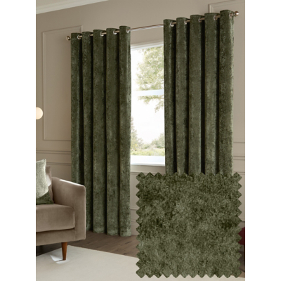 Paoletti Green Lustre Velvet Fully Lined Eyelet Curtain