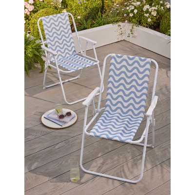 Folding Chair 2 Pack - Blue Wave Print