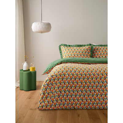 Bright Ditsy Floral Box Pleat Frill Easycare Duvet Set