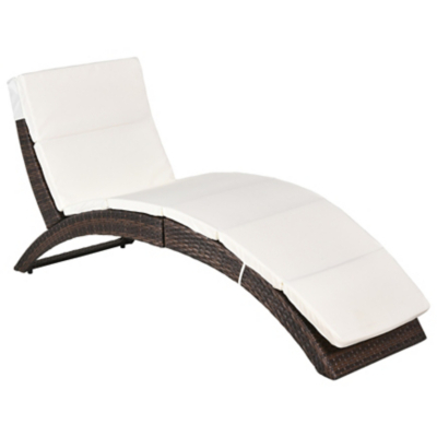 Outsunny Rattan Sun Lounger with Curved Design