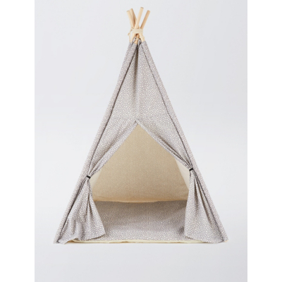 Grey Polka Dot Teepee Foam Dog Bed