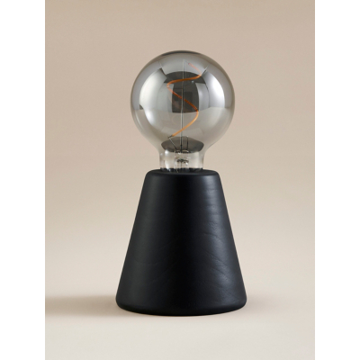 Black Tapered Bulb Wooden Table Lamp