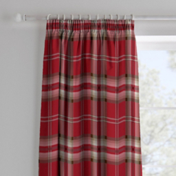 Catherine Lansfield Red Kelso Pencil Pleat Curtains