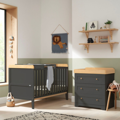 Tutti Bambini Slate & Honey Oak Rio 2-Piece Room Nursery Furniture Set