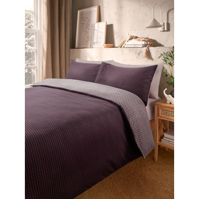 Purple Ditsy Geometric Print Reversible Duvet Set