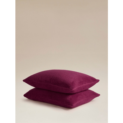 Magenta Plain Teddy Pillowcase Pair