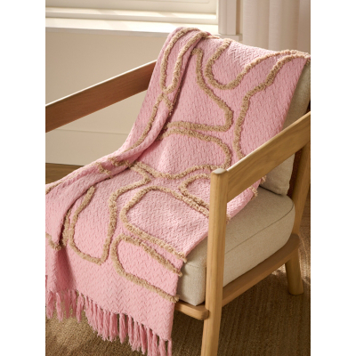 Pink Tufted Woven Throw