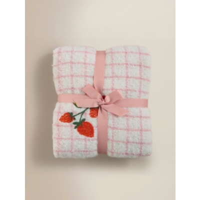 Pink Strawberry Check Throw - 150cm x 120cm
