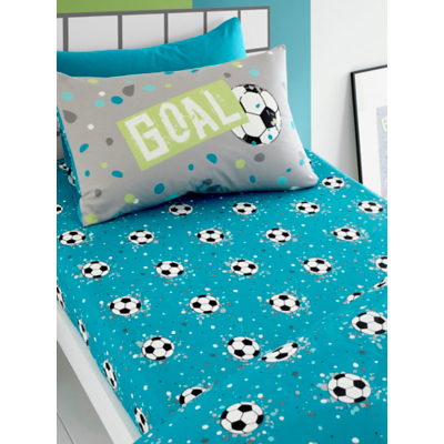 Bedlam Football Goal Single 25cm Fitted Bed Sheet Grey