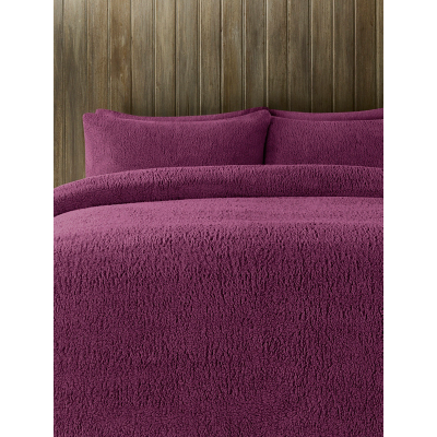 Magenta Plain Teddy Finish Duvet Set