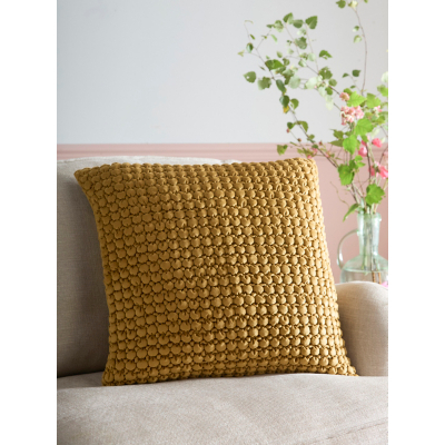 Appletree Ochre Velvet Bobble Filled Cushion