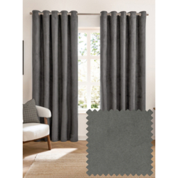 Furn Charcoal Verso Reversible Blackout Eyelet Curtains