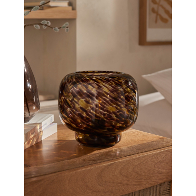 Brown Tortoiseshell Confetti Glass Battery Table Lamp