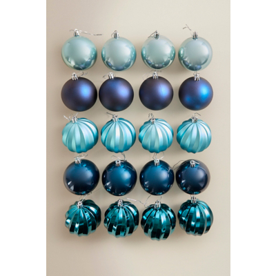 Assorted Blue Baubles - Set of 20