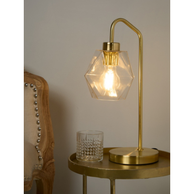 LC Satin Brass And Clear Glass Lamp