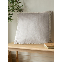 Catherine Lansfield Natural Velvet and Faux Fur Cushion