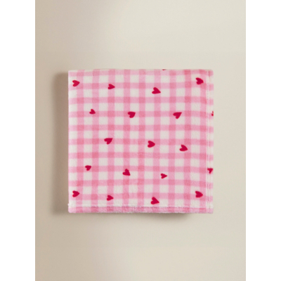Pink Gingham Heart Super-Soft Throw - 150 x 120cm
