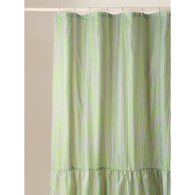 Green Stripe Ruffle Shower Curtain