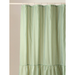 Green Stripe Ruffle Shower Curtain