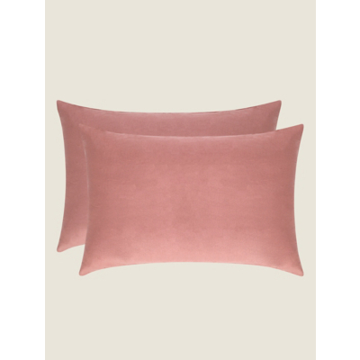 Pink Brushed Cotton Plain Pillowcase Pair