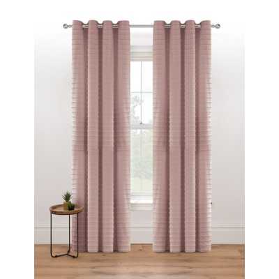 Pink Linear Tuft Eyelet Curtains