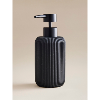 Black Sandstone Ribbed Soap Dispenser