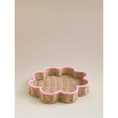 Floral Tray with Pink Trim