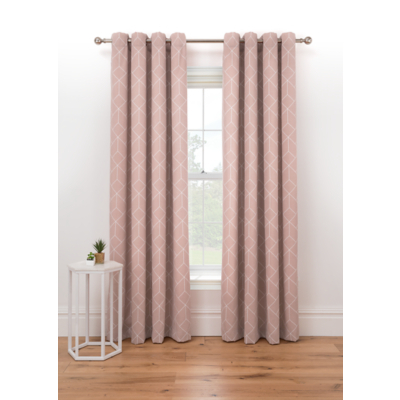 Pink Geometric Eyelet Curtains