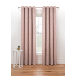 Pink Geometric Eyelet Curtains