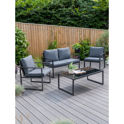 Black New York 4 Piece Garden Sofa Set