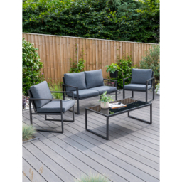 Black New York 4 Piece Garden Sofa Set