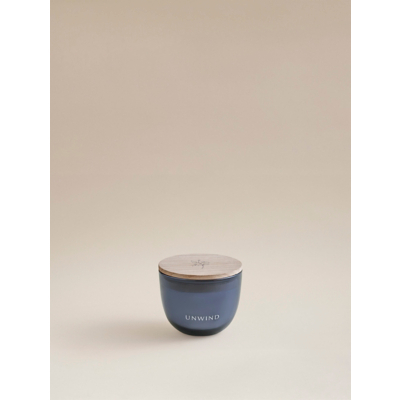 Blue Wellness Unwind Wooden Lid Candle